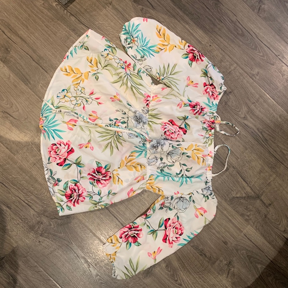 Off shoulder white floral top